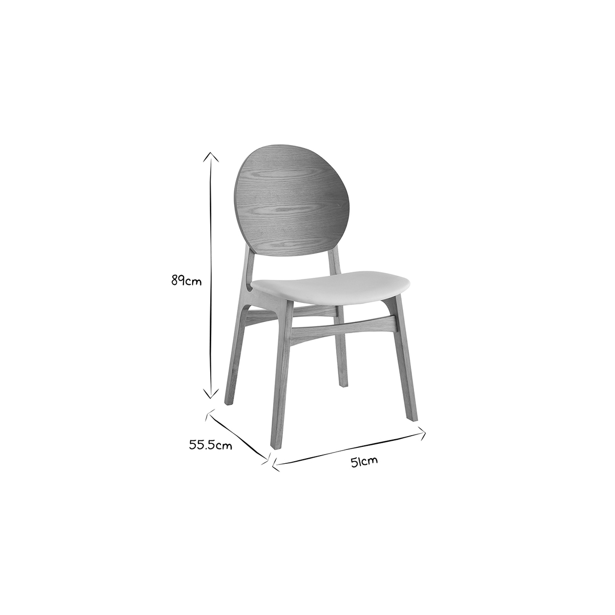 Chaises scandinaves (lot de 2) ELTON bois clair / blanc, MILIBOO