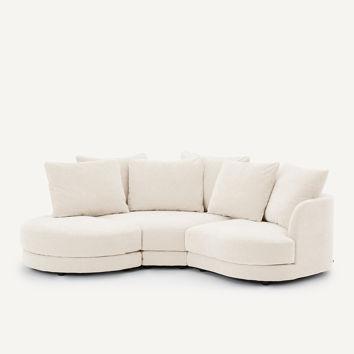 Rechtes, abgerundetes, modulares Halbsofa aus Chenille-Samt, TIBERIO weiss, AM.PM