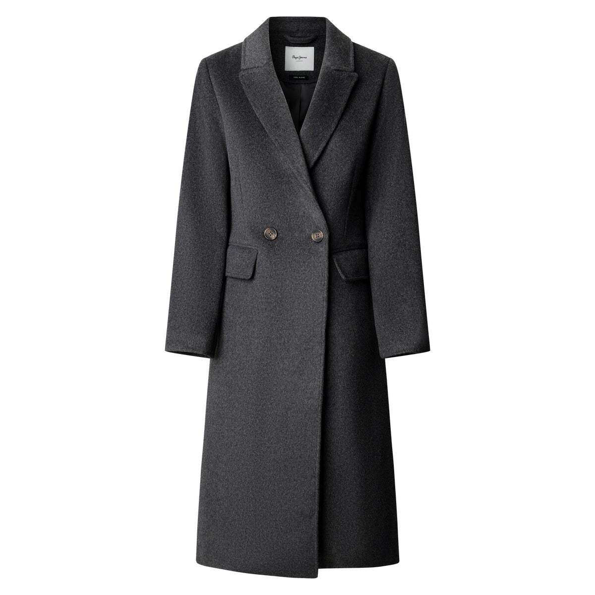 Manteau Long Croisé gris foncé chine, PEPE JEANS