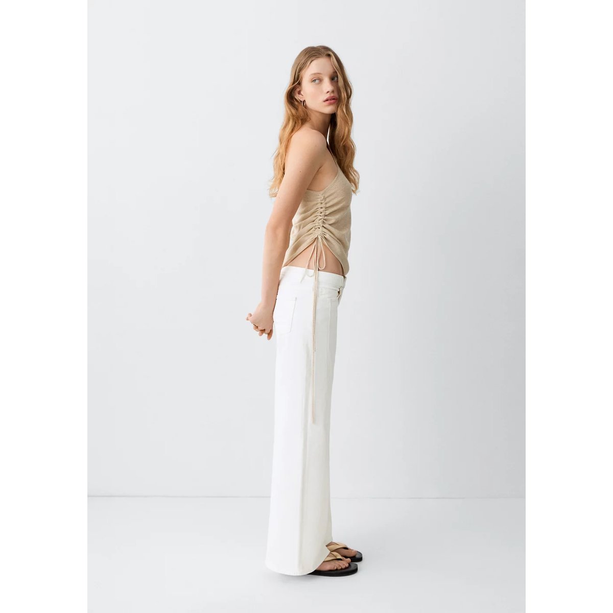 Jean low waist wide leg blanc, MANGO TEEN