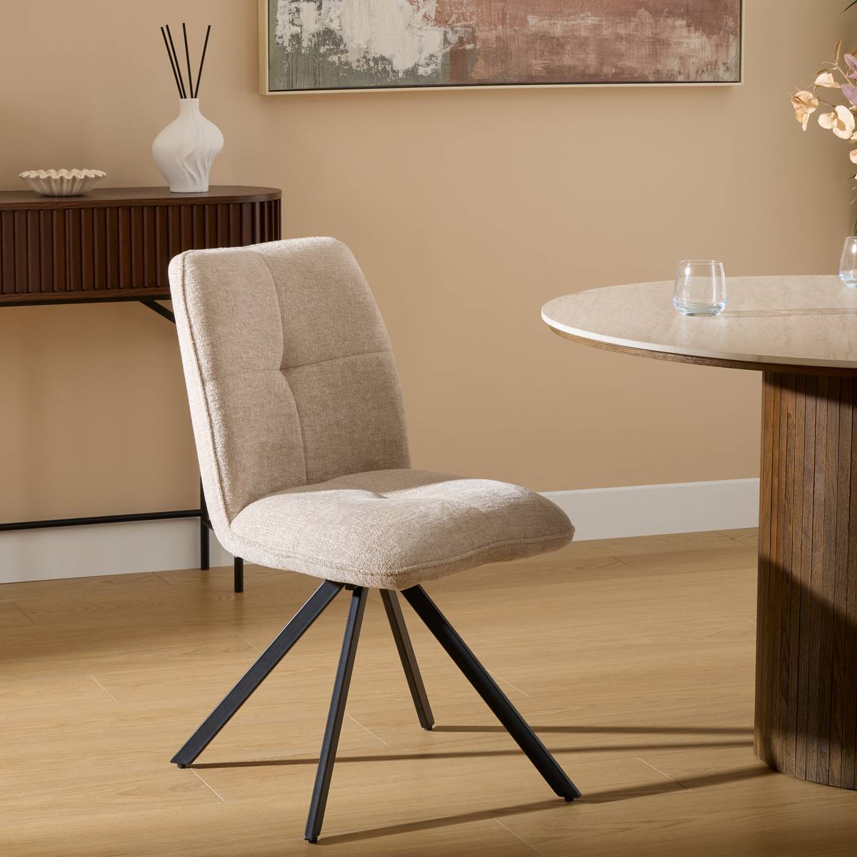 Chaise pivotante en acier GIRA beige, ATMOSPHERA