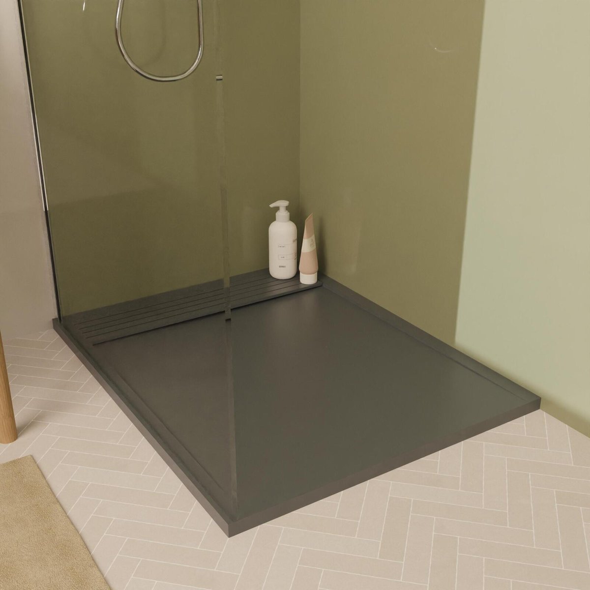 Receveur de douche en béton extra-plat JOSEPH gris, MOB IN