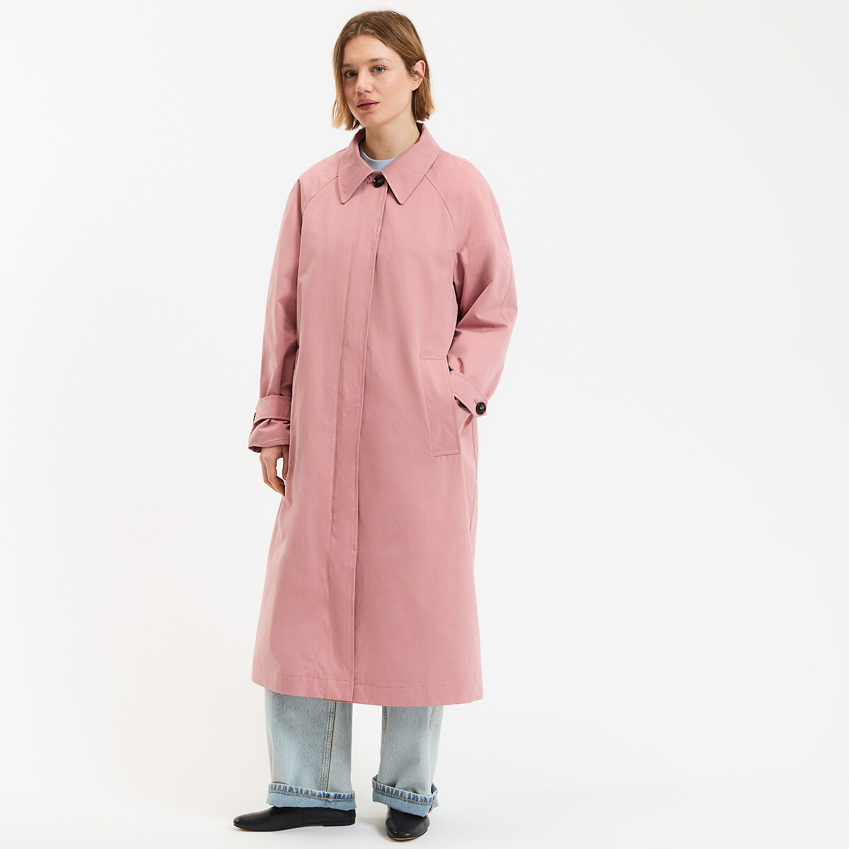 Trench oversize boutonné, Signature MAURICE bois de rose, LA REDOUTE COLLECTIONS