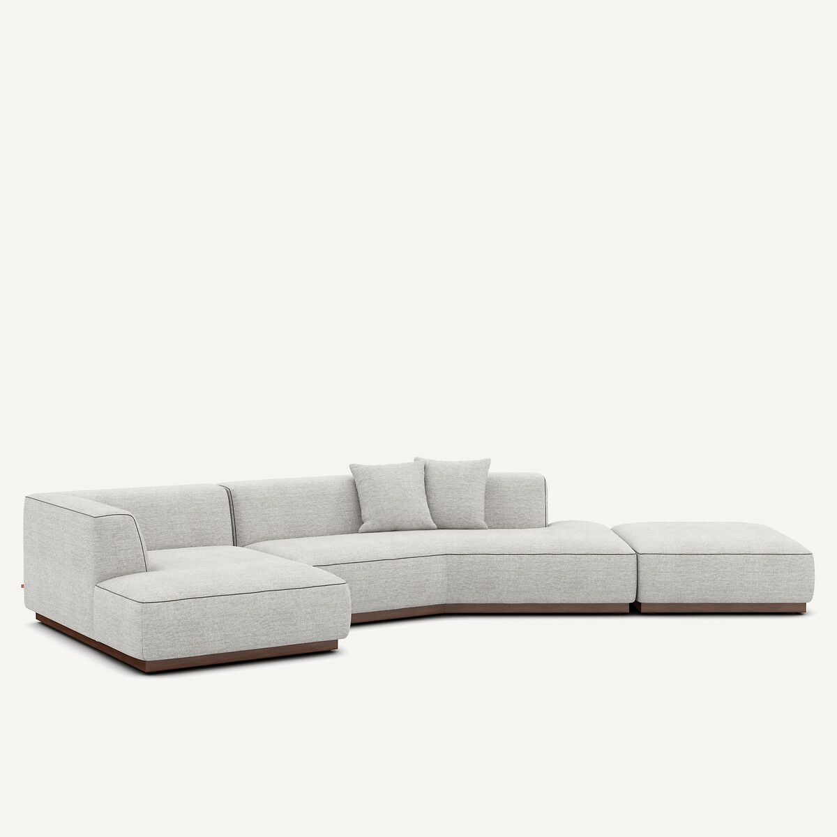 Canapé d'angle gauche ouvert avec repose-pieds en toile jaspée, JACOPO gris/blanc, AM.PM