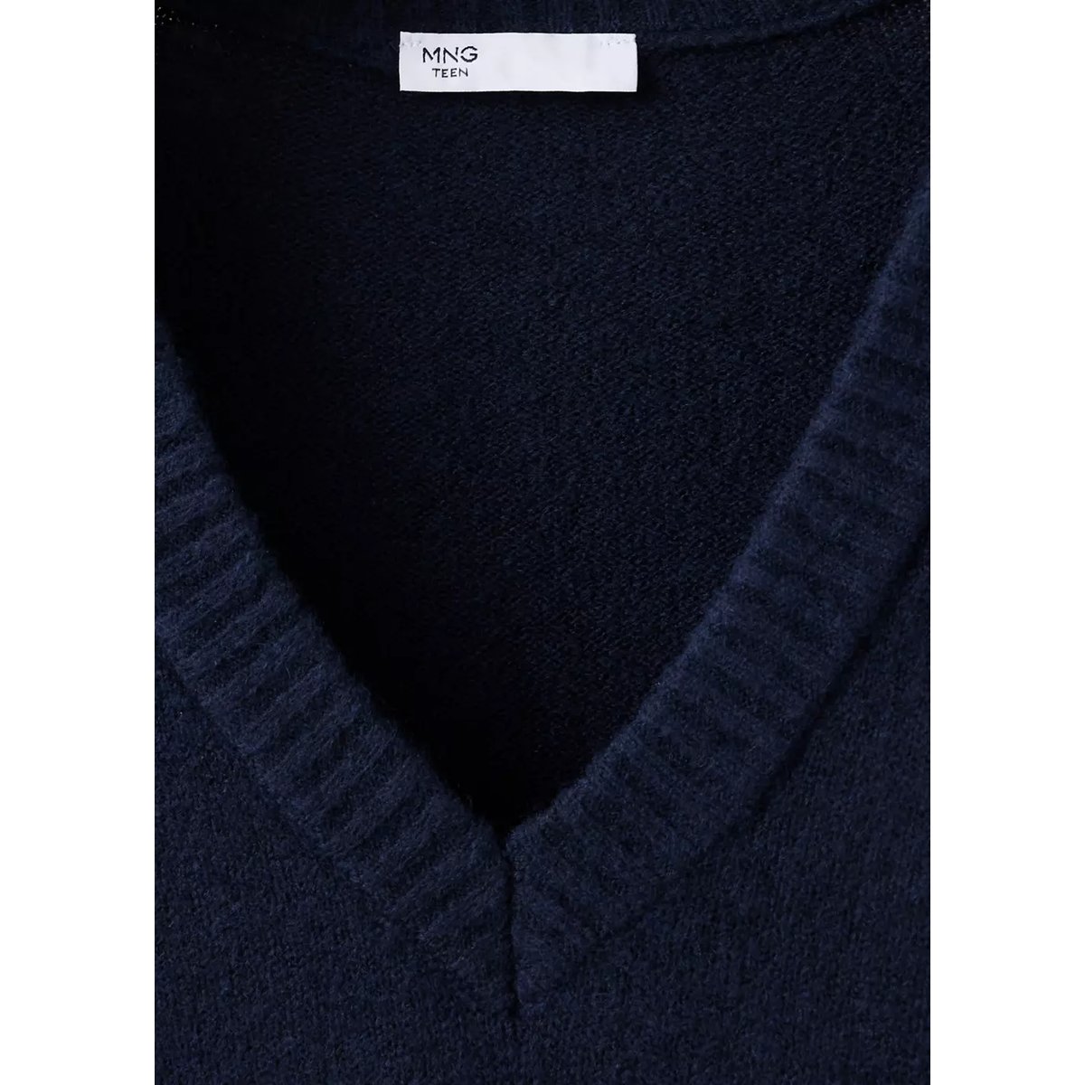 Pull-over à col en V bleu marine, MANGO TEEN
