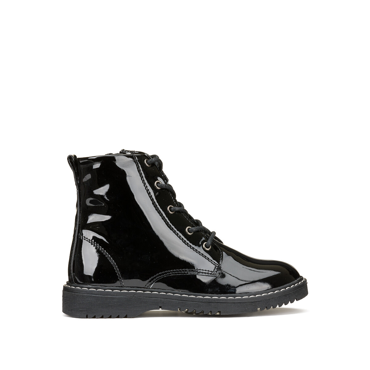 Kids Patent Ankle Boots with Zip Fastening black patent, LA REDOUTE COLLECTIONS