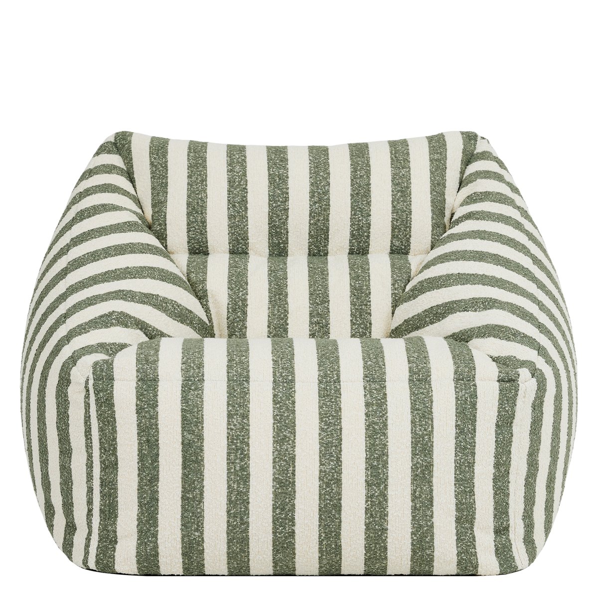 Pouf fauteuil en bouclette rayée texturée Oeko-Tex® - NATALIA vert olive, ICON