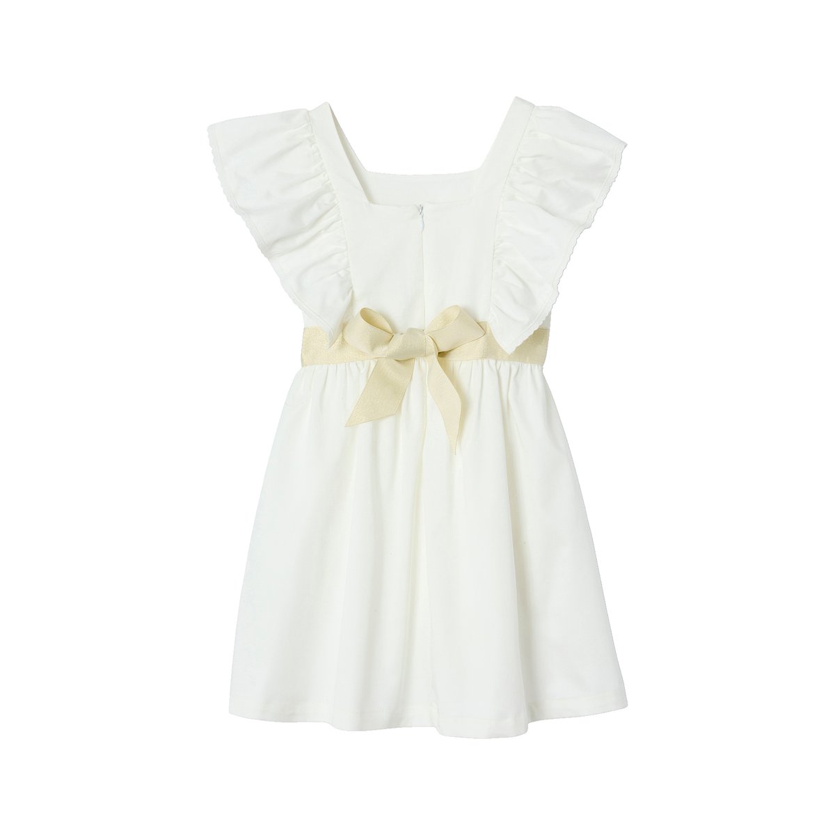 Robe cérémonie ceinture dorée blanc, VERTBAUDET