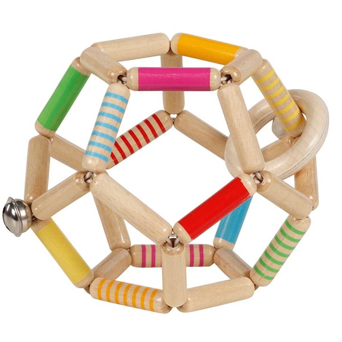 Hochet balle flexible rayée beige, GOKI