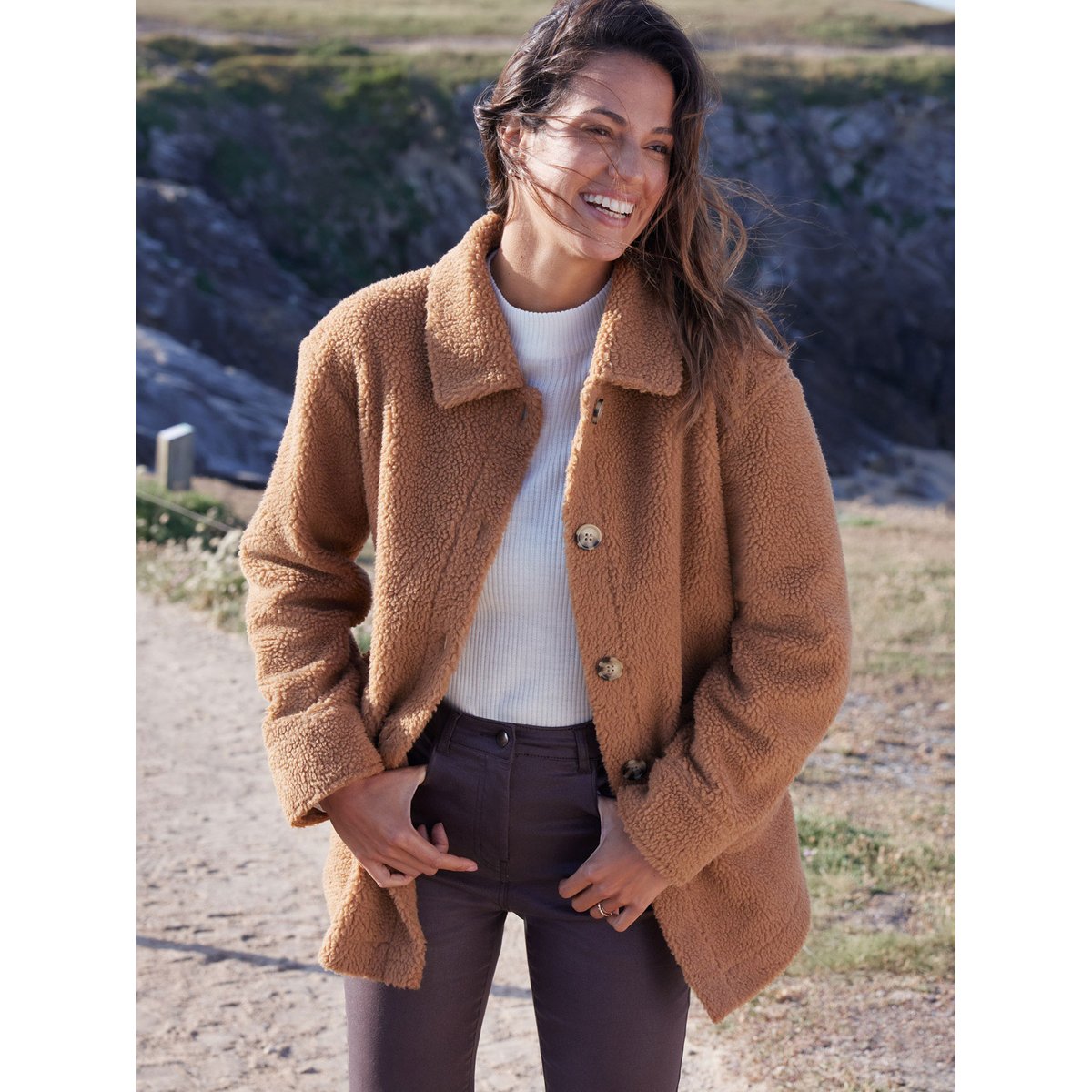 Veste en maille moutonnée camel, DAXON