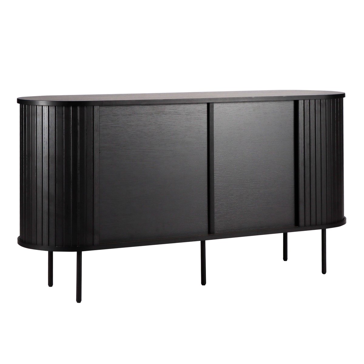 Buffet 2 portes en MDF décor mélaminé et acier 140 cm, MARIUS noir, OVIALA
