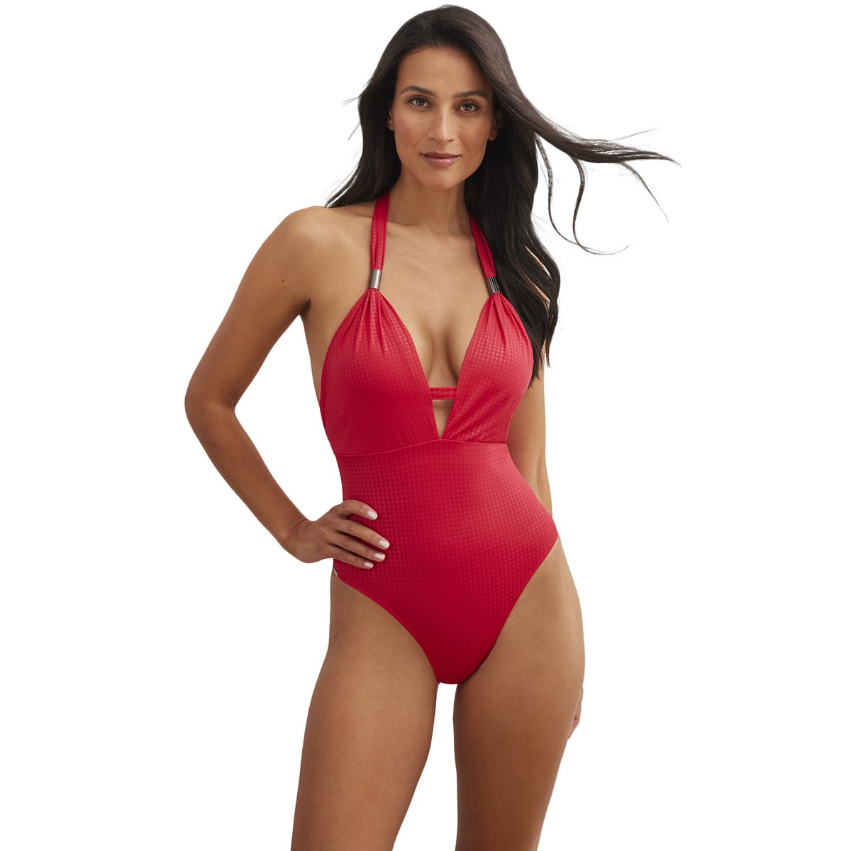 Maillot de bain une pièce triangle préformé multipositions Manhattan rouge, SELMARK MARE