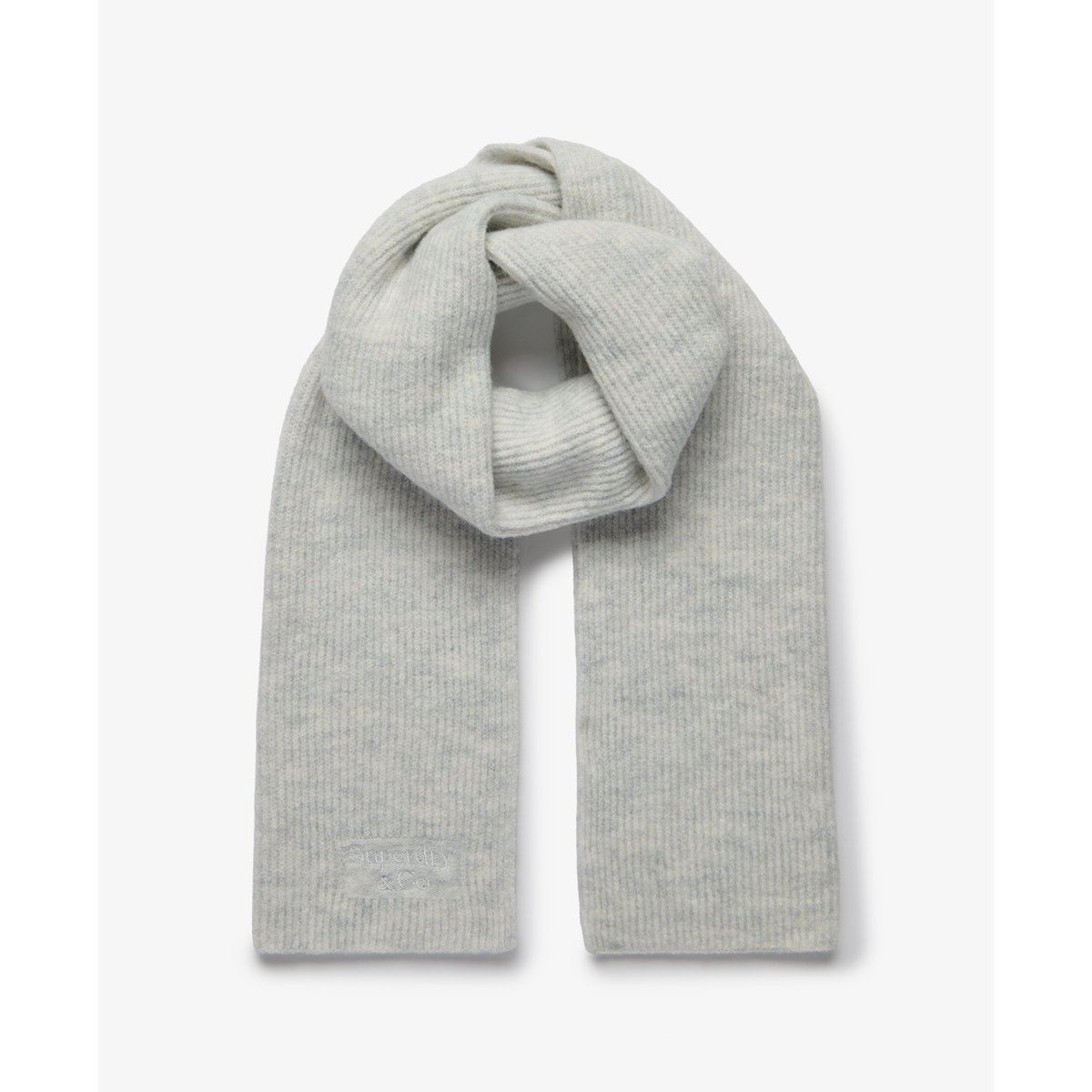 Écharpe Heritage en Maille Côtelée gris glacier chiné, SUPERDRY