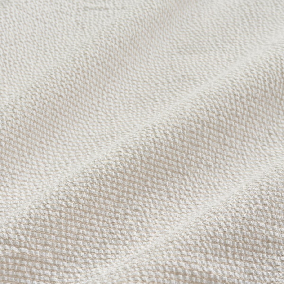 Housse de couette rayé seersucker , percale de coton bio GOTS beige, MONOPRIX