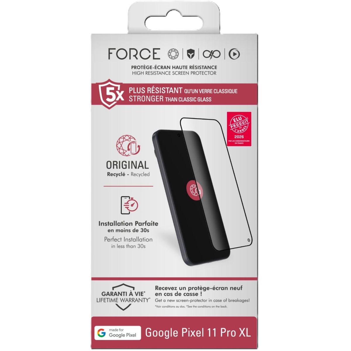 Protège écran Google 11 Pro XL Original couleur unique, FORCE GLASS