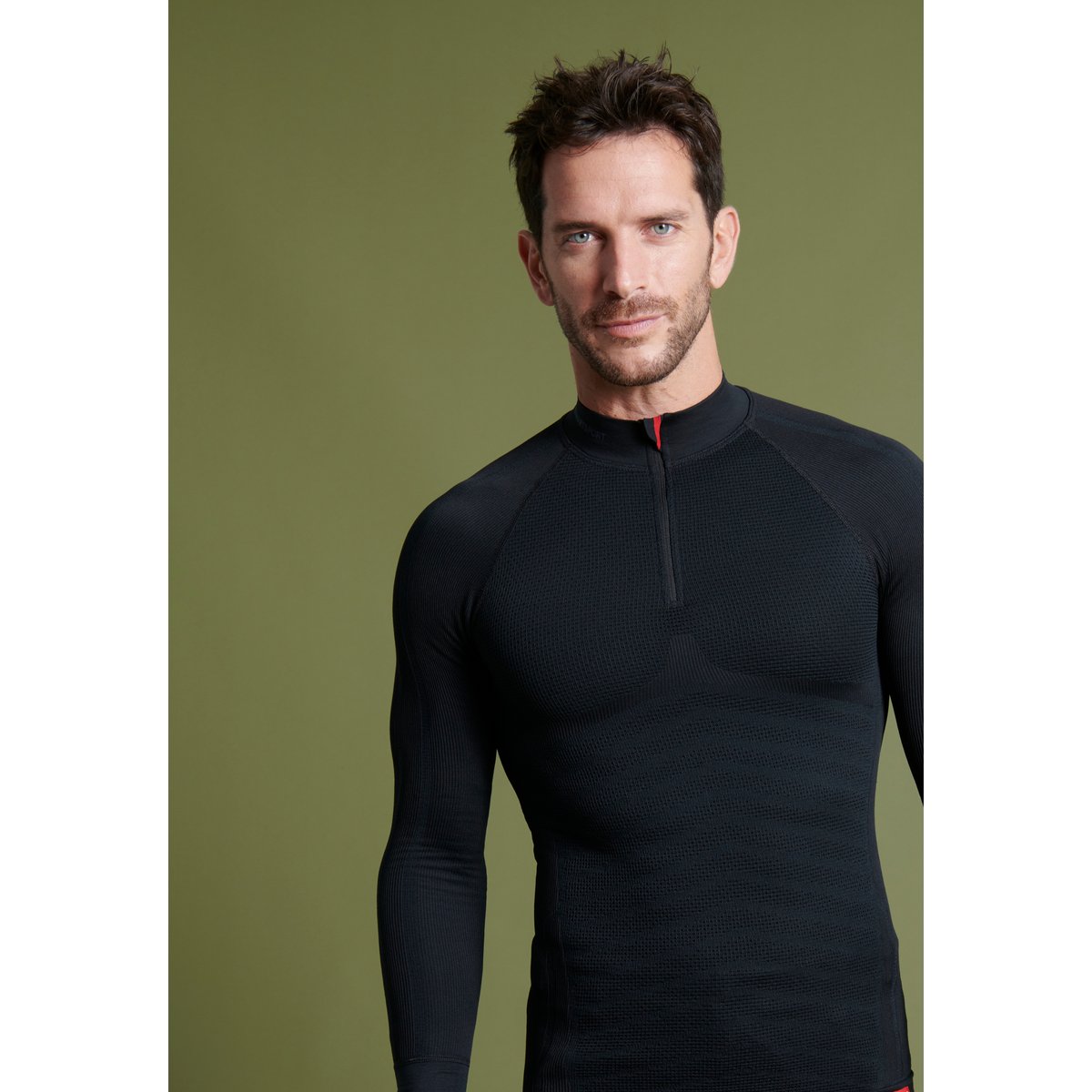 T-shirt col zippé Energy Thermolactyl 5 noir, DAMART SPORT