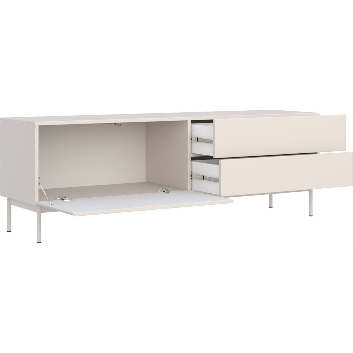Meuble tv OLIO avec abattant et tiroirs cachemire, RECOLLECTION