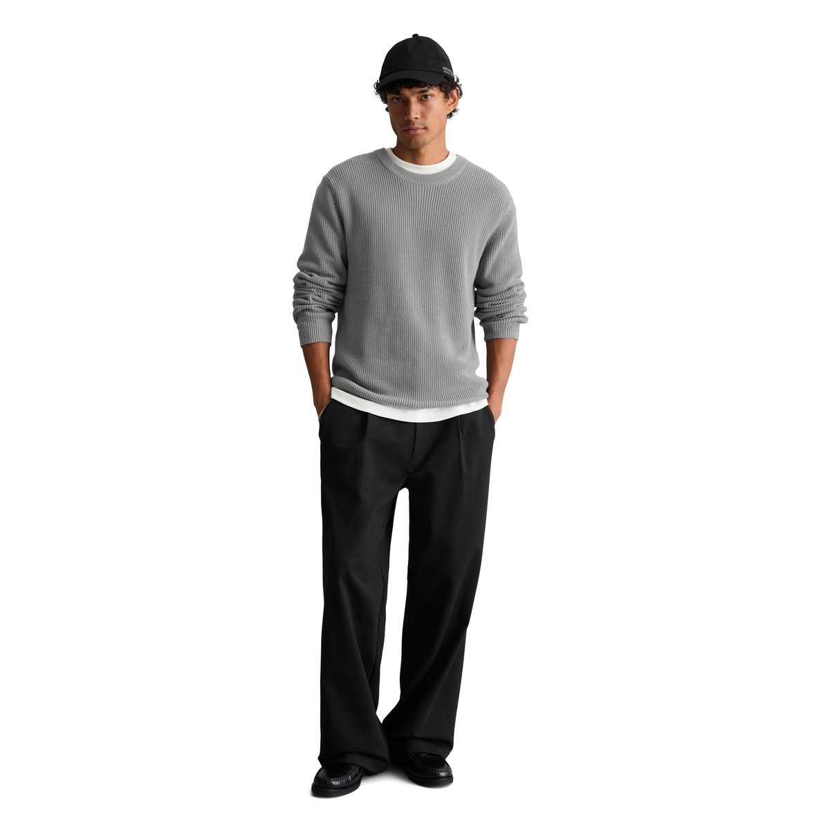 Pull coupe classique en pur coton biologique gris, MARC O’POLO DENIM