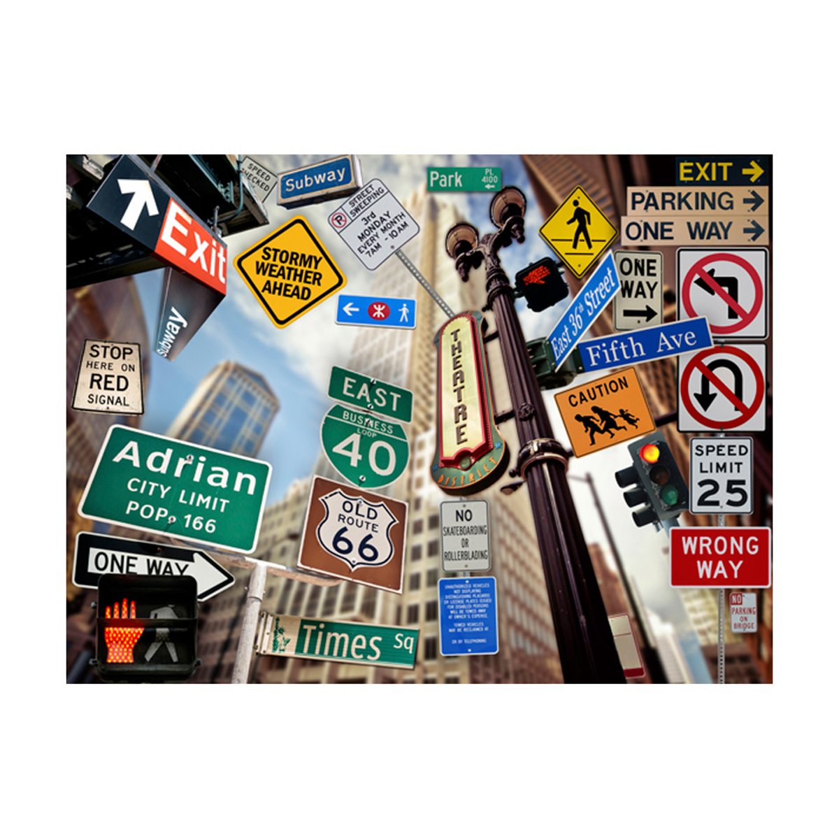 Papier peint intissé panoramique Ville et Architecture New York signposts multicouleur, EDEN