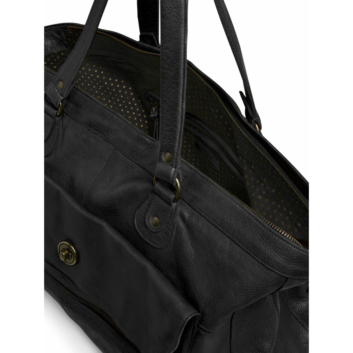 Sac à main cuir Totally Royal noir, PIECES