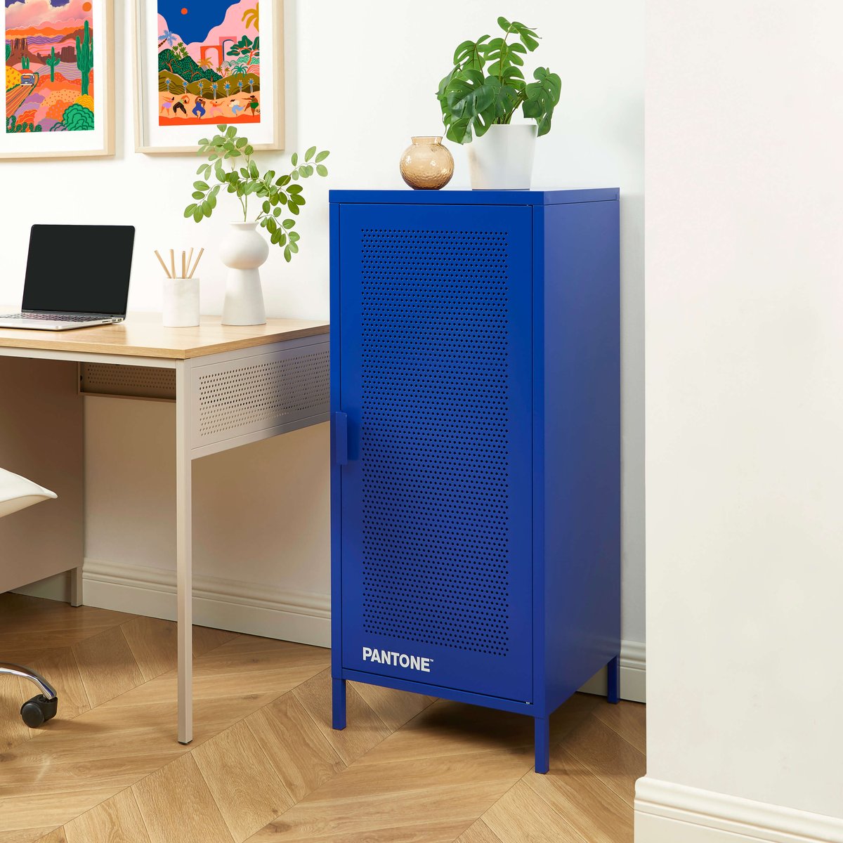 Caisson de bureau en acier bleu électrique, PANTONE