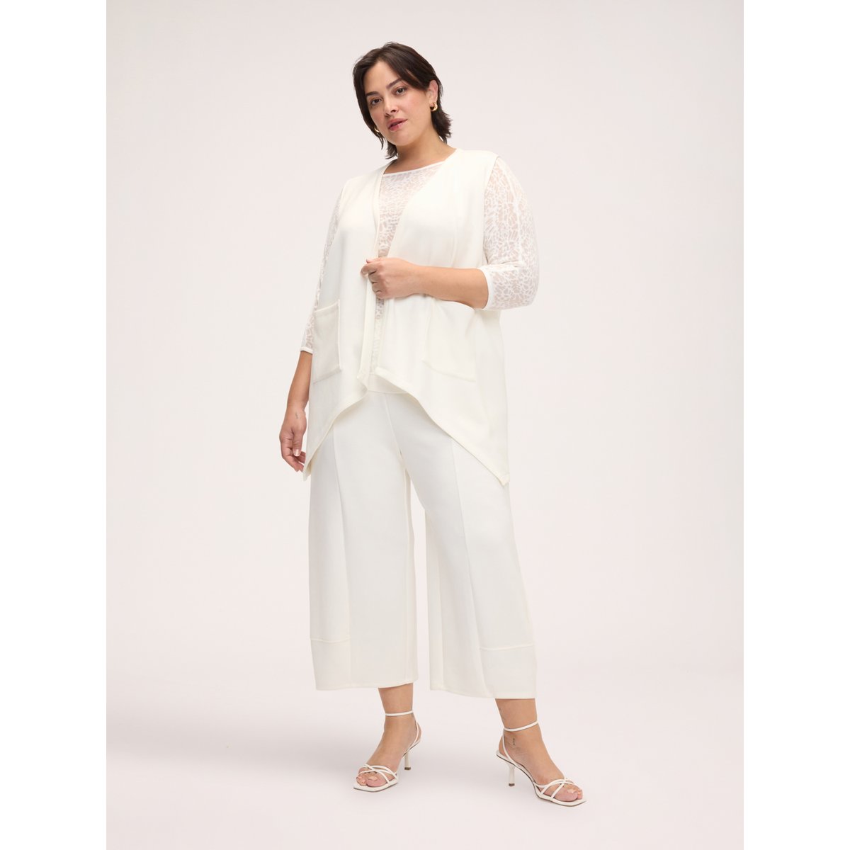 Gilet à ourlet asymétrique blanc, FIORELLA RUBINO