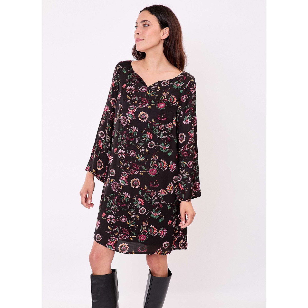 Robe fluide satinée trapèze DOLI noir nokomi, LA FIANCÉE