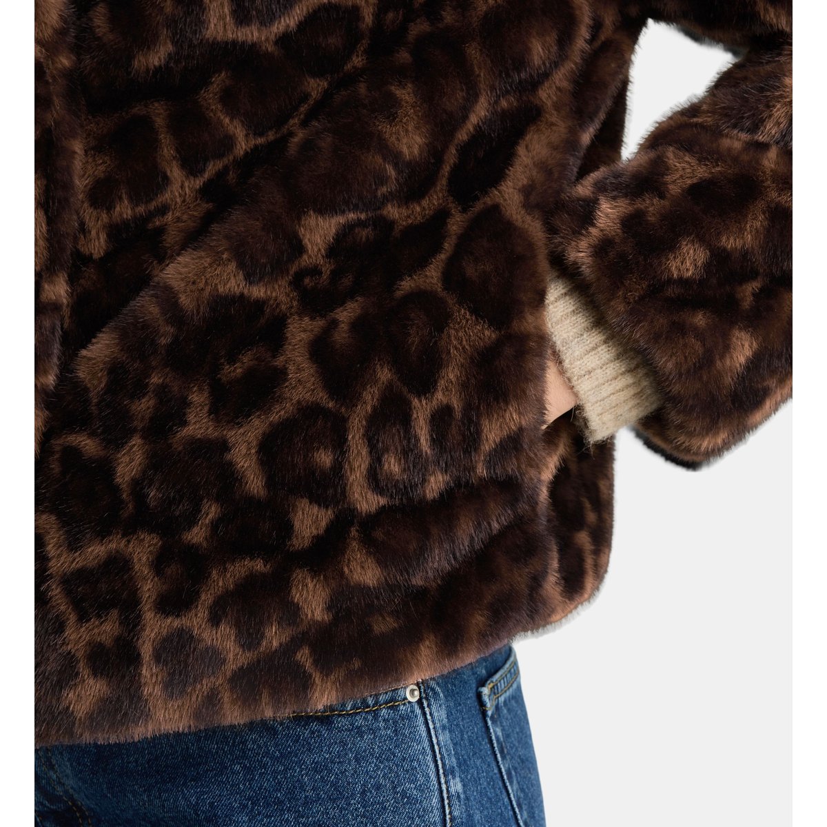 Manteau court fox leo marron foncé, GALERIES LAFAYETTE