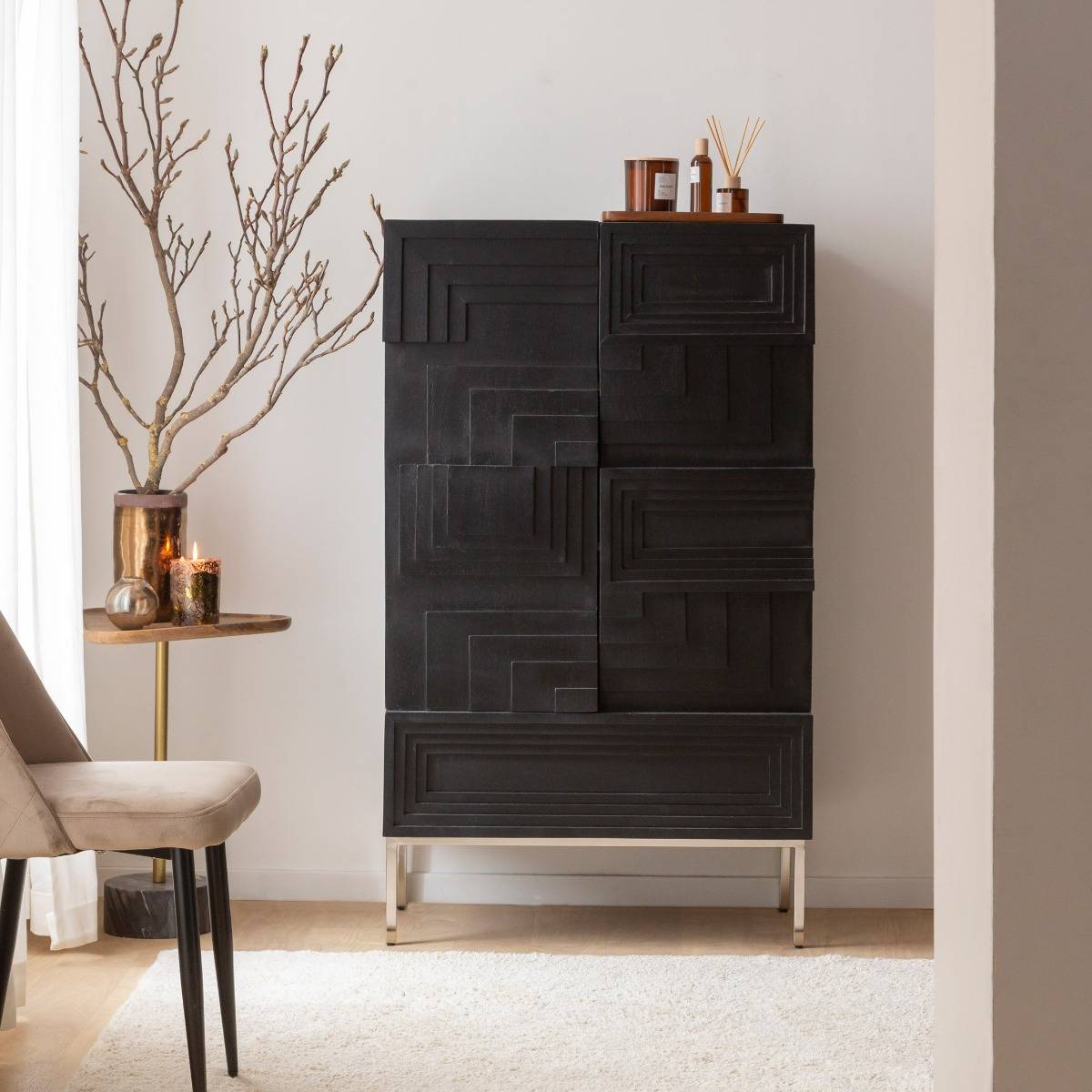 Buffet en bois de manguier TRISTAN noir, MADE IN MEUBLES 