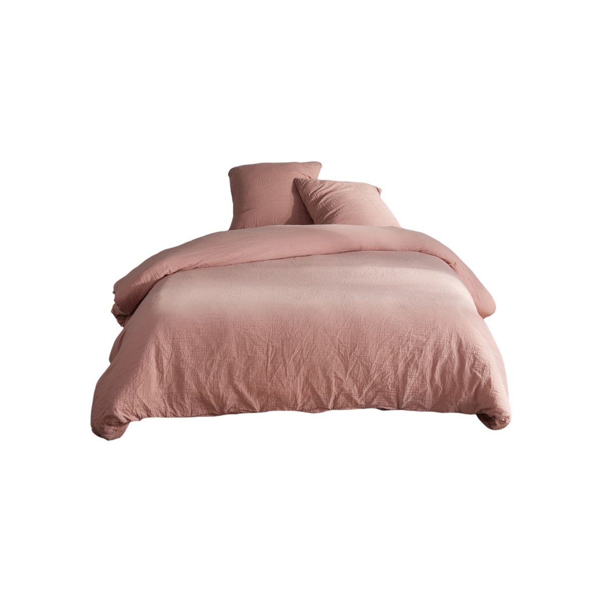 Parure de lit gaze de coton unie ROSE ESSENTIAL rose, TODAY