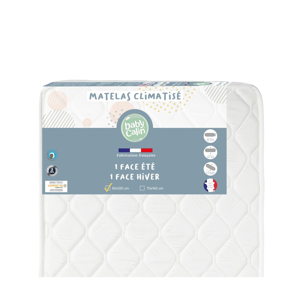 Matelas bébé 60 x 120 cm - Blanc blanc, BABYCALIN