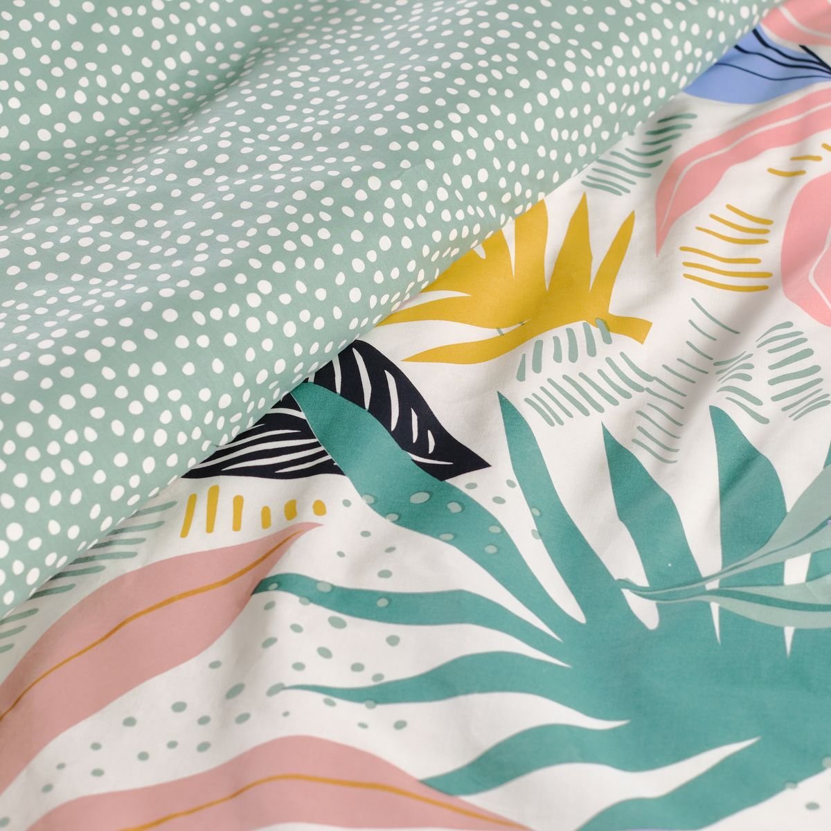 Parure de lit imprimé floral coton SUNSHINE FLORE vert, TODAY