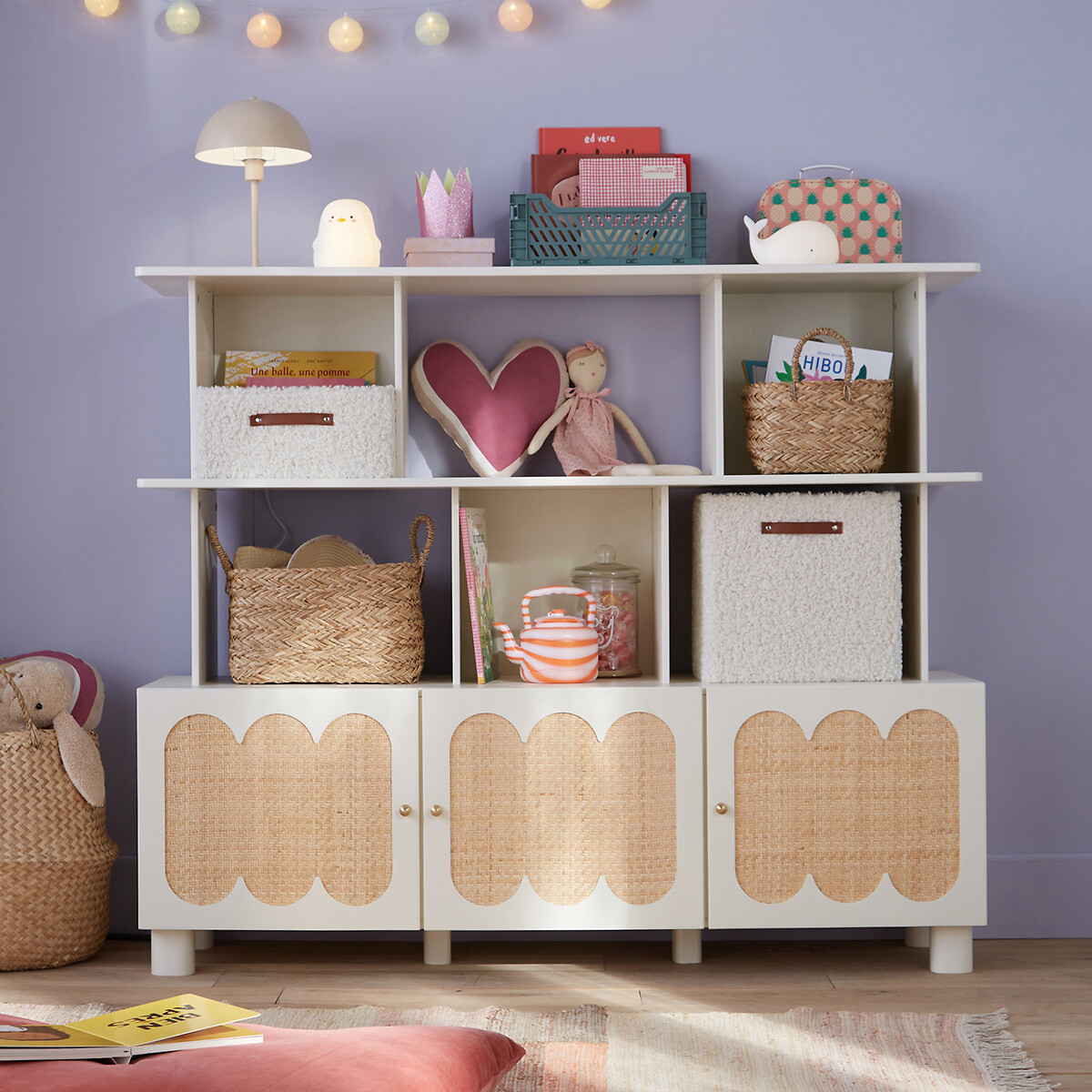 Ptilu Wood and Rattan Bookcase ecru , LA REDOUTE INTERIEURS