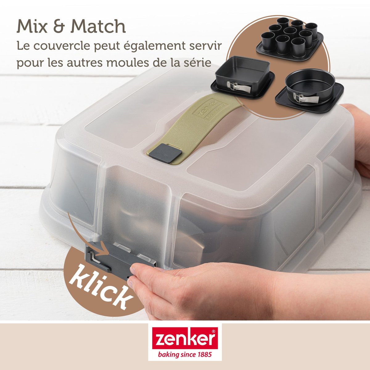 Lot de 2 moules à gâteaux 23 cm en acier BAKE CLICK AND GO noir, ZENKER