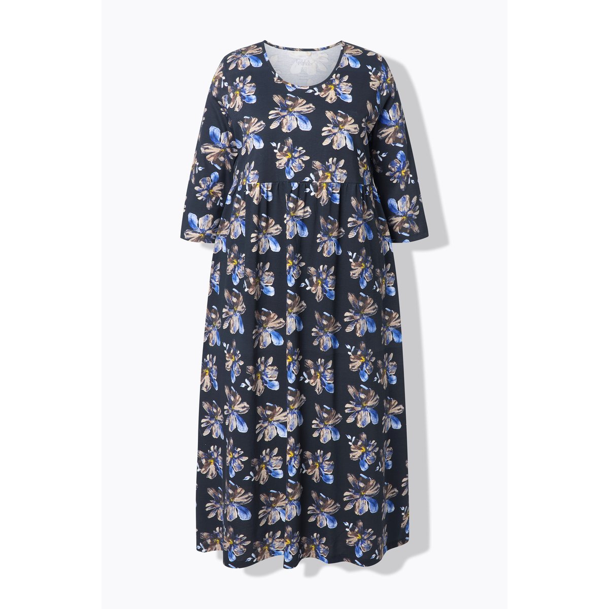 Robe maxi en jersey, motif à fleurs, poches noir, ULLA POPKEN