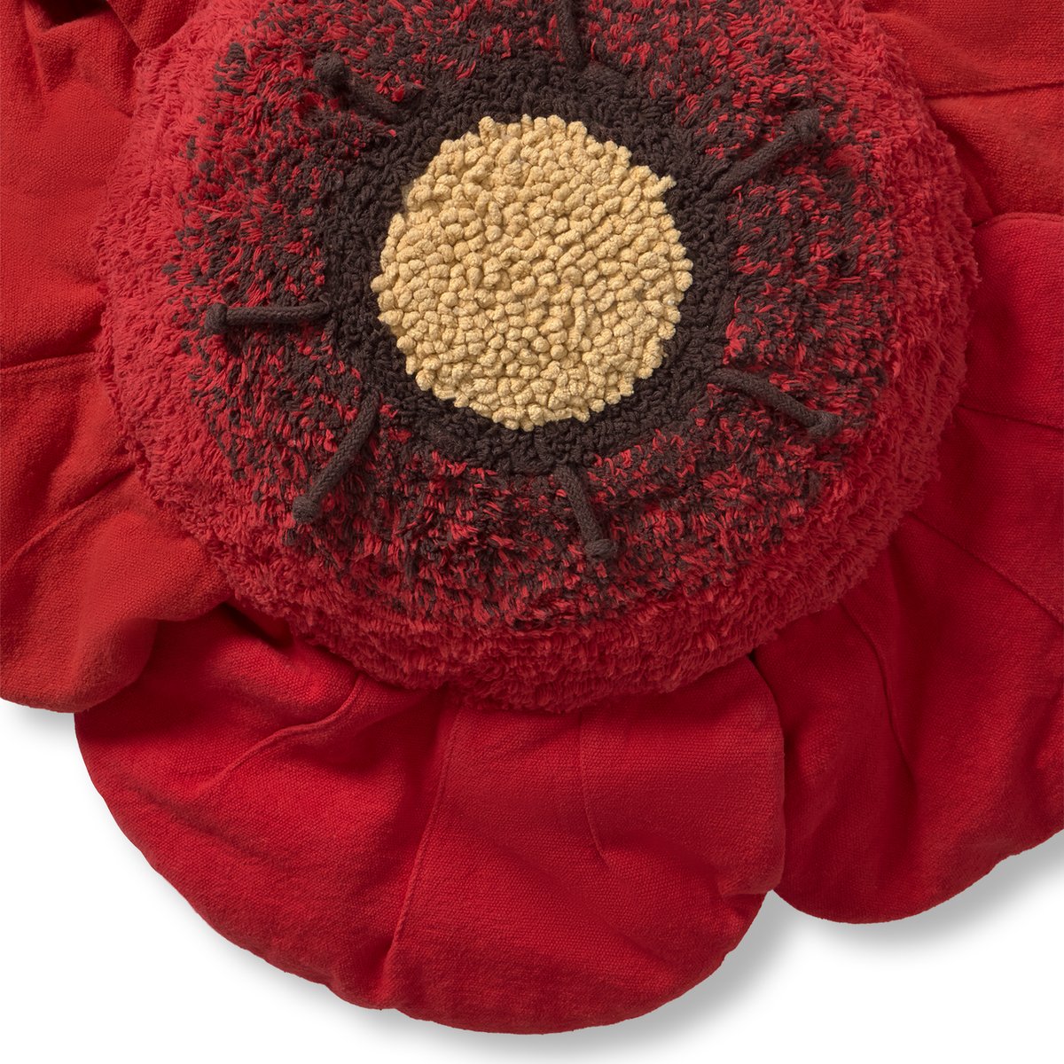 Coussin de sol Coquelicot PETALS & PALS rouge, grain de café, miel, naturel, vert monstera, grain de café, LORENA CANALS