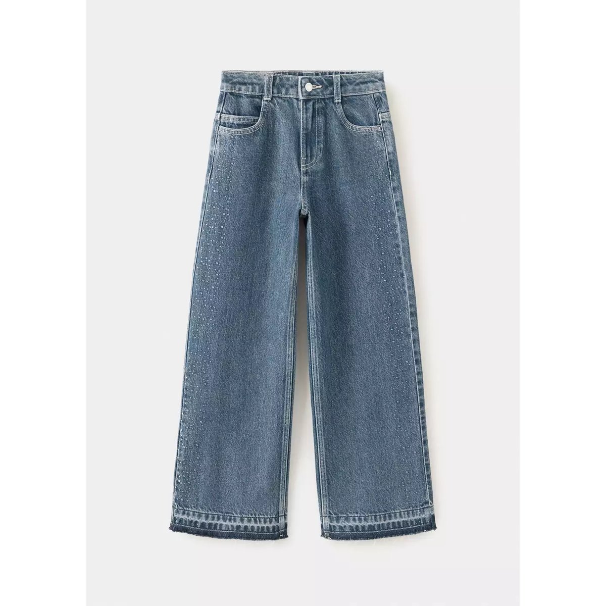 Jean droit détail strass bleu foncé, MANGO KIDS