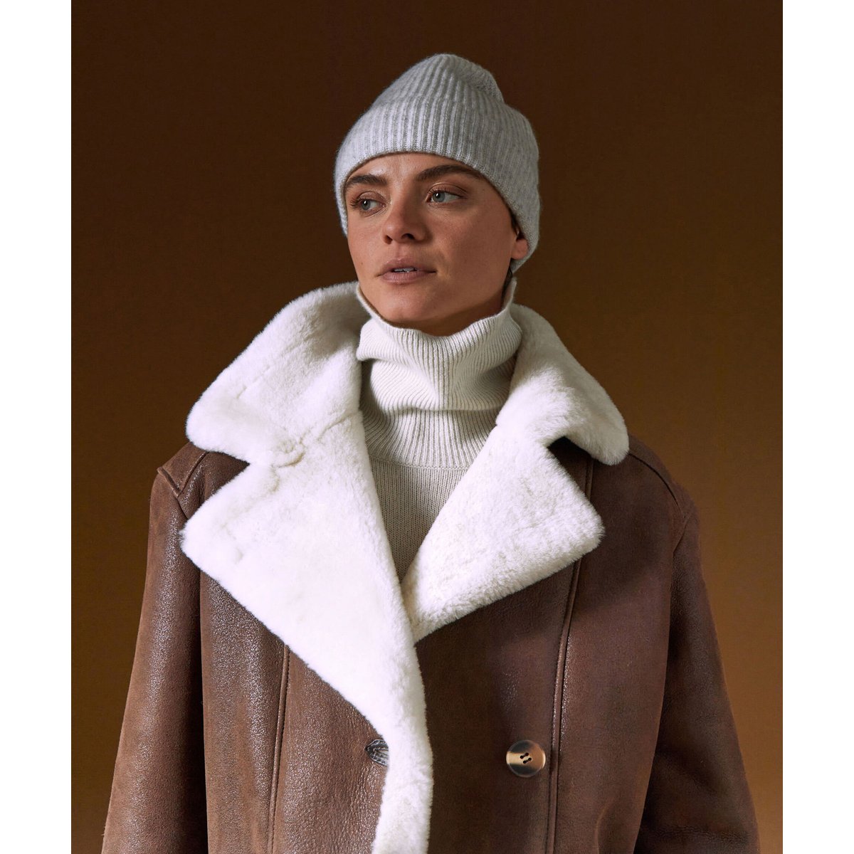 Pull col roulé oversize en cachemire blanc, RODIER