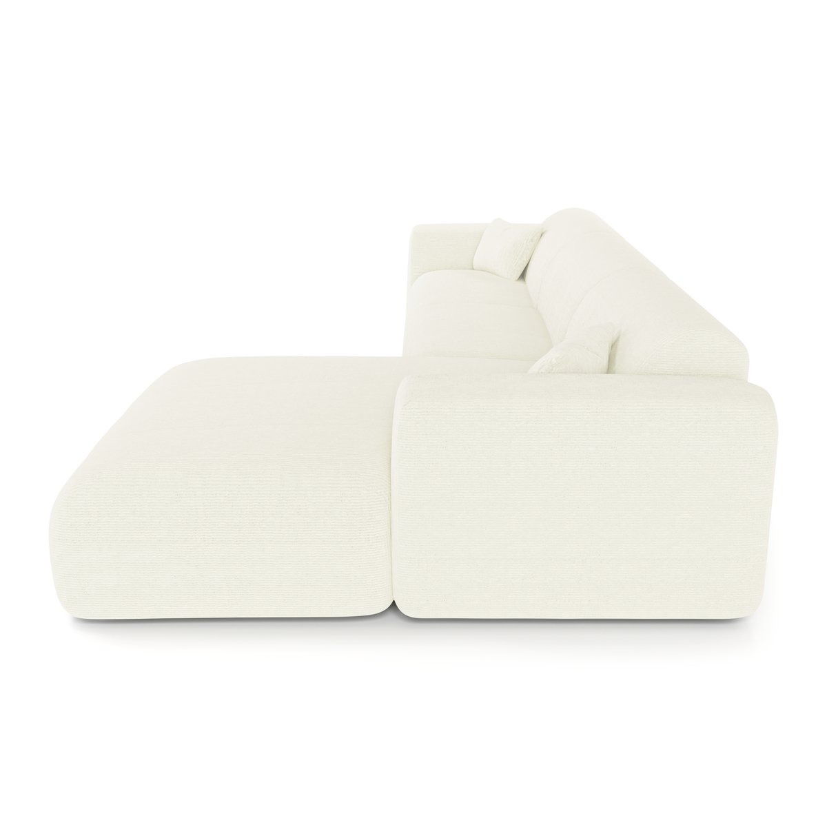 Canapé angle droit convertible 5 places en velours côtelé MYRA crème, SIA HOME