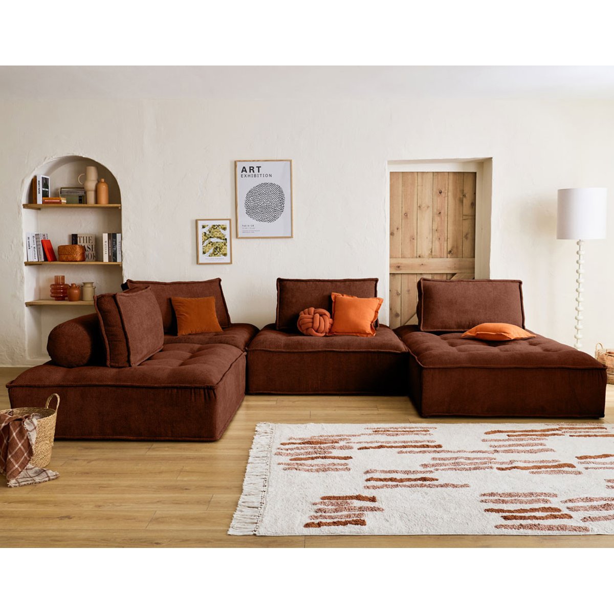 Canapé Panoramique  7 places - MARISOL terracotta, BEST MOBILIER