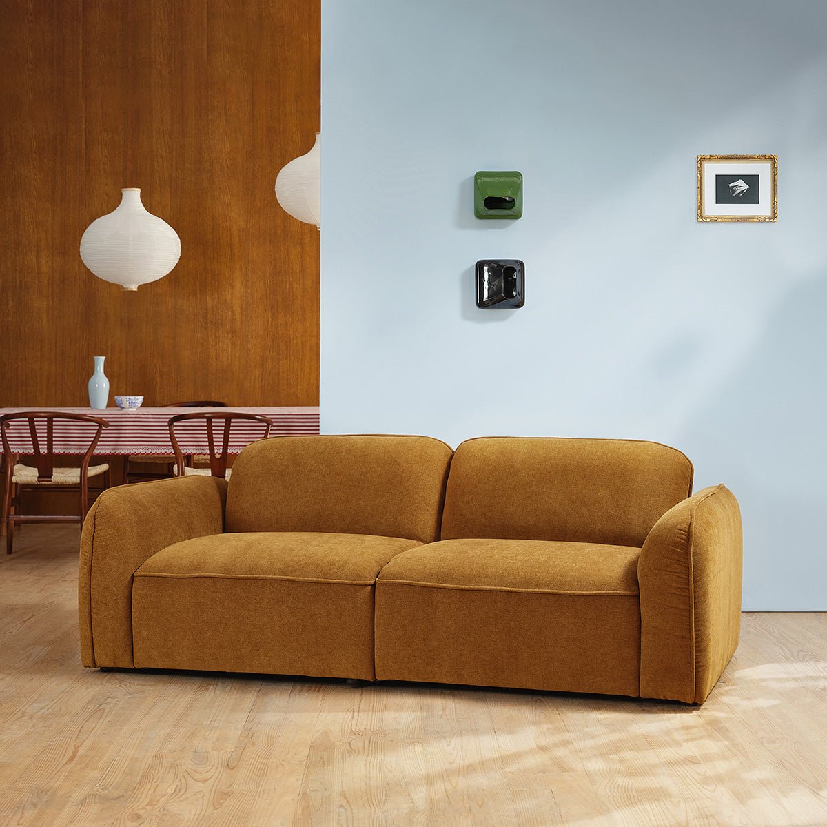 Canapé droit 3 places en velours HECTOR bronze, BERAH GETAH