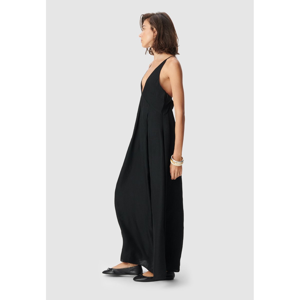 Robe longue fines bretelles noir, IKKS