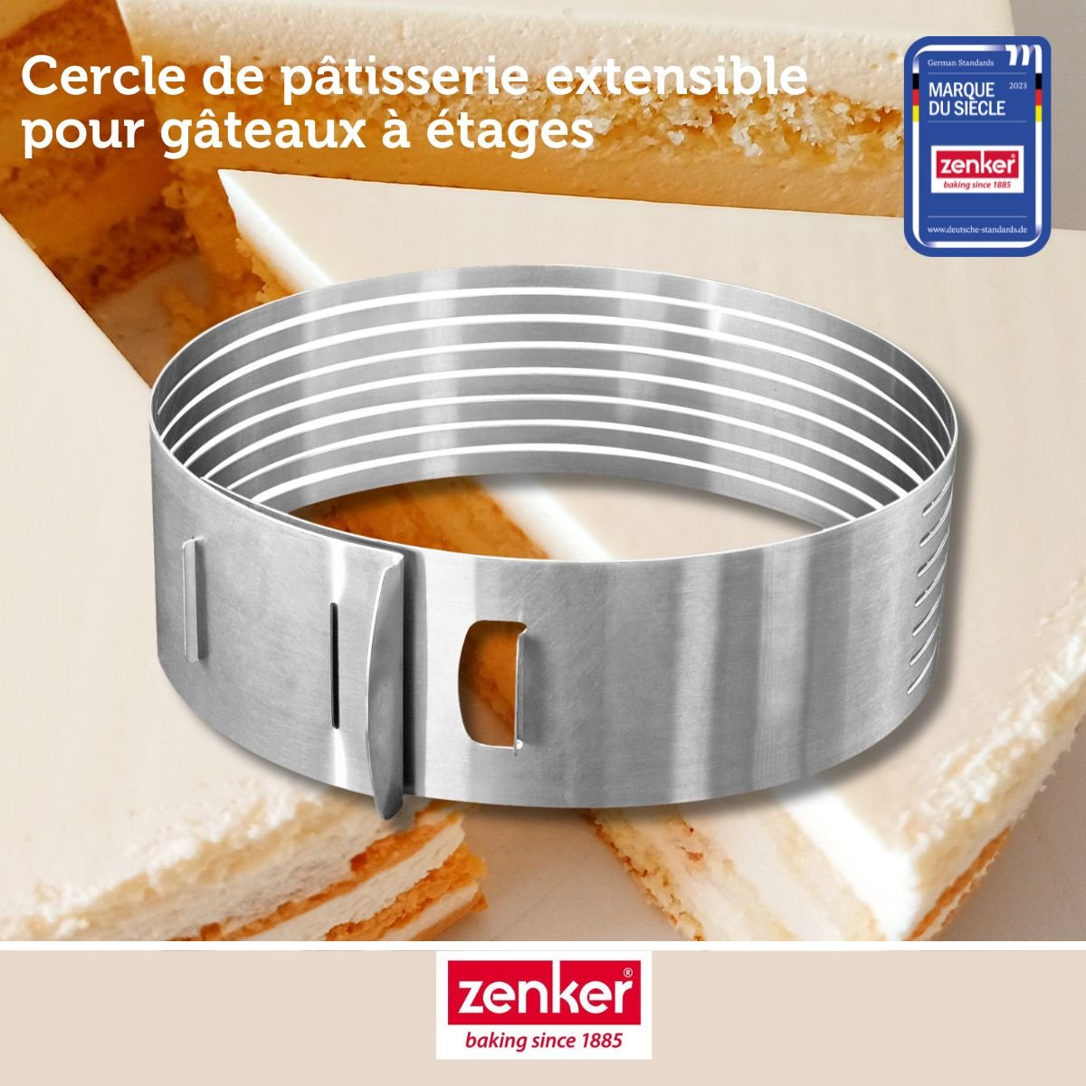 Lot de 2 cercles à pâtisserie 26/28 cm en inox SMART PASTRY gris, ZENKER