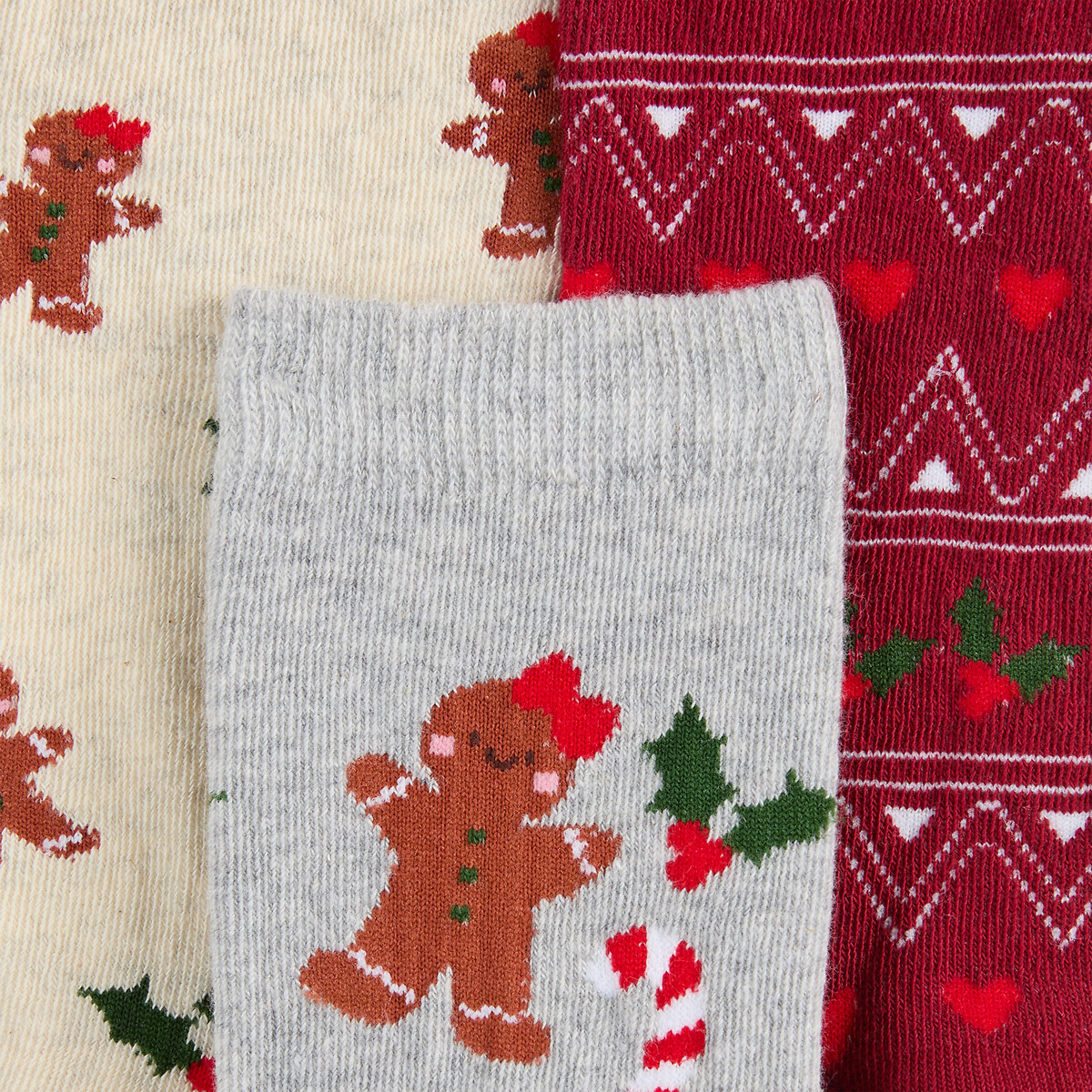 Lot de 3 paires de chaussettes, motif Noël imprimé, LA REDOUTE COLLECTIONS