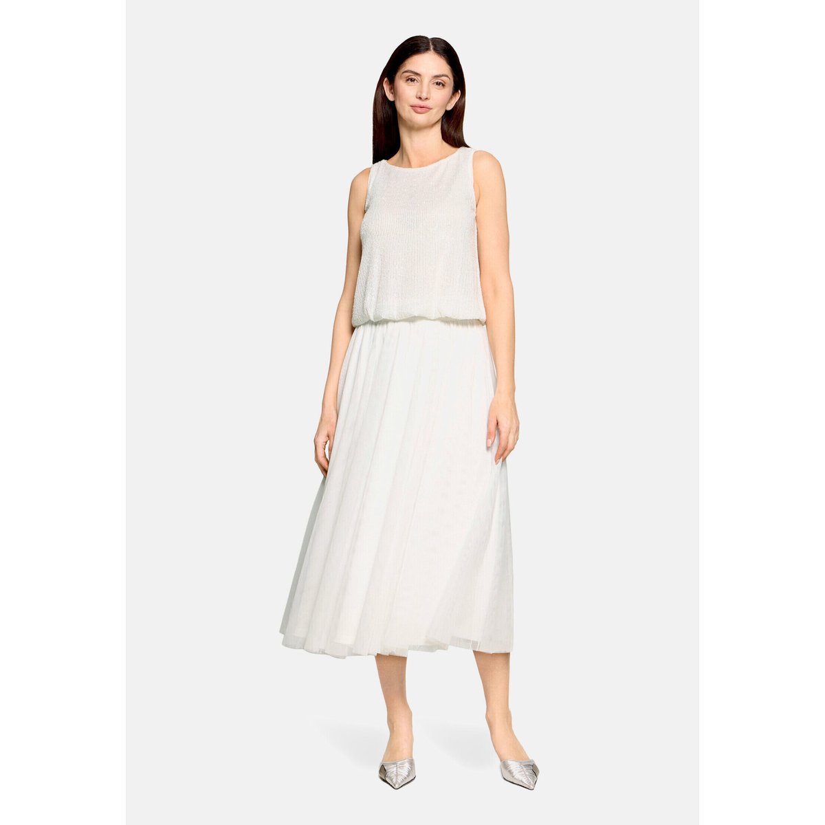 Jupe en tulle au look superposé blanc, VERA MONT