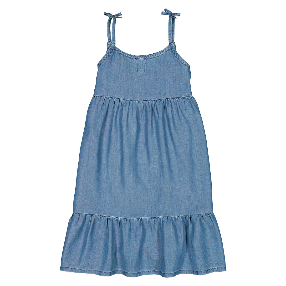 Robe à fines bretelles en denim light denim double stone, LA REDOUTE COLLECTIONS