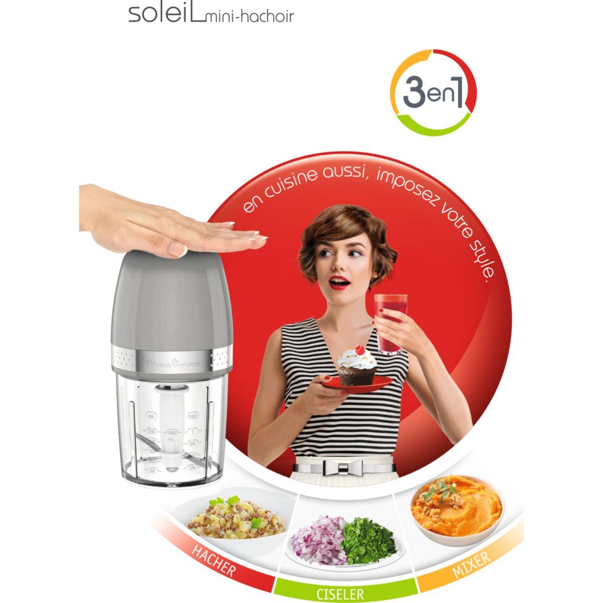 Hachoir soleil pepper DJ360E10 couleur unique, MOULINEX