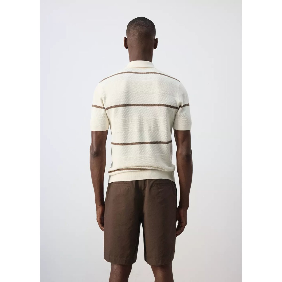 Chemise 100 % structure en maille blanc, MANGO MAN