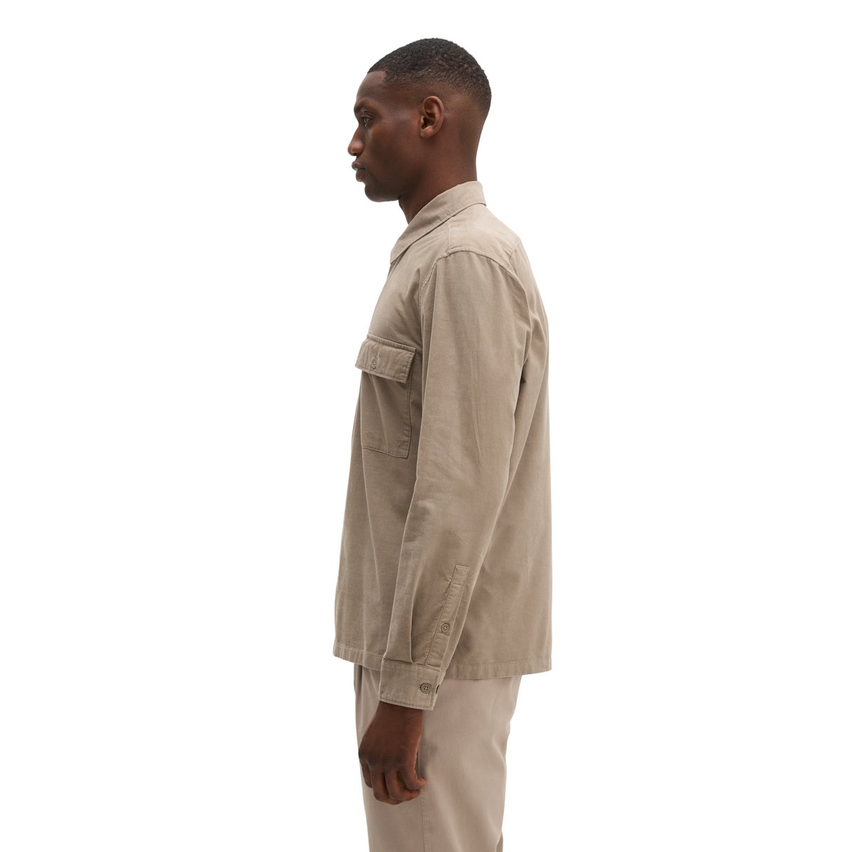 Chemise coupe classique en twill de coton bio au toucher velouté beige, MARC O'POLO