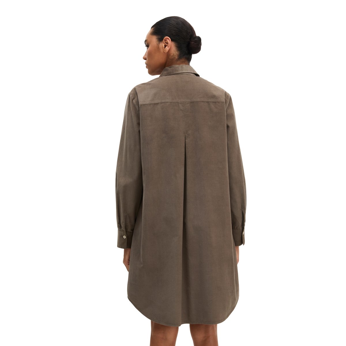 Robe chemisier large en qualité velours côtelé marron, MARC O'POLO